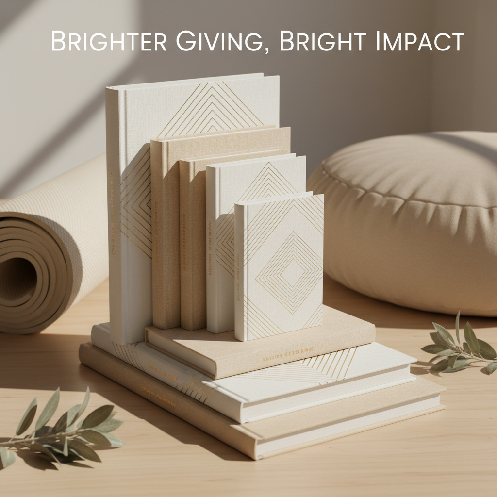 High-value cream and sage Bright Impact digital wellness library with coordinated guides, planners, trackers, yoga mat, and meditation cushion