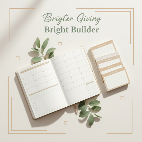 Cream and sage Bright Builder digital wellness cover with an open planner and habit cards